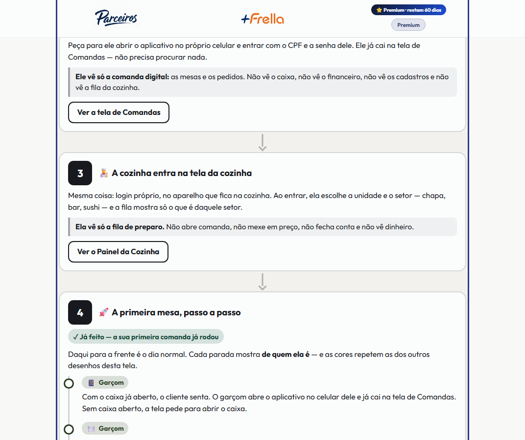 A tela do +Frella com o ponto de que o passo 4 fala em destaque