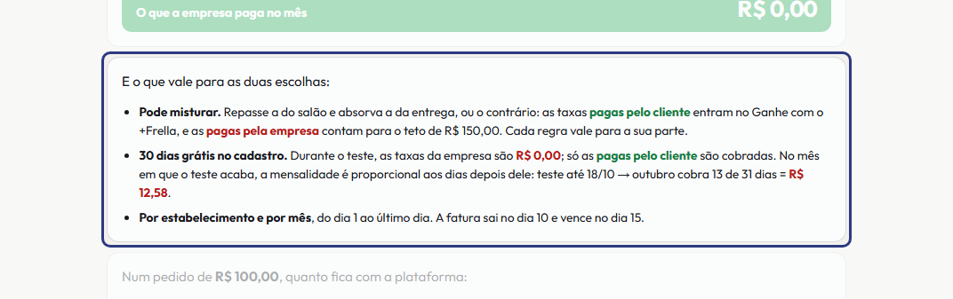 A tela do +Frella com o ponto de que o passo 20 fala em destaque